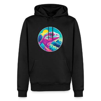 Iguane Aquarelle Dessin Animé Kawaii Animal De Compagnie Colorf - Sweat à capuche Premium bio Homme - noir - Devant - Nico (187cm)