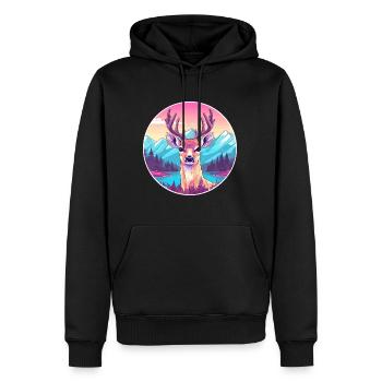 Hirsch Aquarell Karikatur Kawaii Haustier Tier Bunt - Männer Premium Bio Hoodie - Schwarz - Vorne - Nico (187cm)