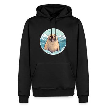 Siegel Aquarell Karikatur Kawaii Haustier Tier Bunt - Männer Premium Bio Hoodie - Schwarz - Vorne - Nico (187cm)