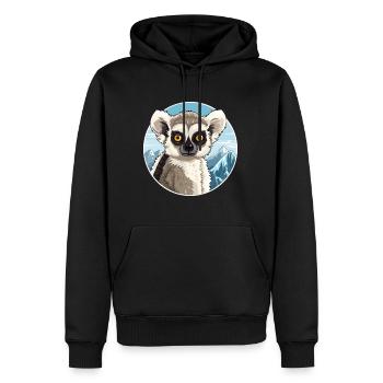 Lémurien Aquarelle Dessin Animé Kawaii Animal Animal Colorfu - Sweat à capuche Premium bio Homme - noir - Devant - Nico (187cm)