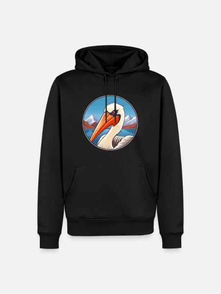 Pelican Akvarel Tegneserie Kawaii Pet Animal Color - Herre Premium økologisk hoodie - sort