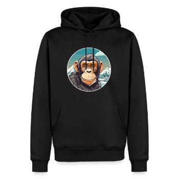 Chimpanzé aquarelle dessin animé kawaii animal de compagnie Co - Sweat à capuche Premium bio Homme - noir - Devant - Nico (187cm)
