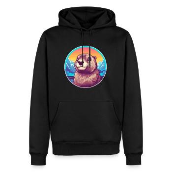 Murmeltier Aquarell Karikatur Kawaii Haustier Tier Col - Männer Premium Bio Hoodie - Schwarz - Vorne - Nico (187cm)