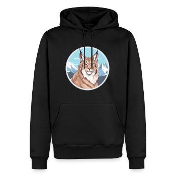 Lynx Aquarelle Dessin Animé Kawaii Animal De Compagnie Coloré - Sweat à capuche Premium bio Homme - noir - Devant - Nico (187cm)