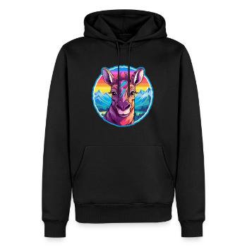 Okapi Watercolor Cartoon Kawaii Pet Animal Colorfu - Men’s Premium Organic Hoodie - black - Front - Nico (187cm)