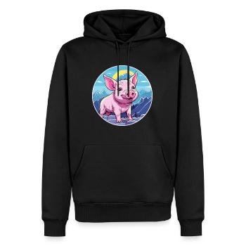 Cochon Aquarelle Dessin Animé Kawaii Animal De Compagnie Coloré - Sweat à capuche Premium bio Homme - noir - Devant - Nico (187cm)