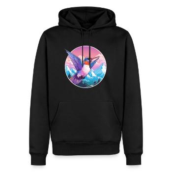 Colibri Aquarelle Dessin Animé Kawaii Animal De Compagnie C - Sweat à capuche Premium bio Homme - noir - Devant - Nico (187cm)