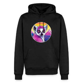 Lémurien Aquarelle Dessin Animé Kawaii Animal Animal Colorfu - Sweat à capuche Premium bio Homme - noir - Devant - Nico (187cm)