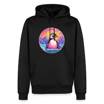 Pingouin Aquarelle Dessin Animé Kawaii Animal De Compagnie Animal Couleur - Sweat à capuche Premium bio Homme - noir - Devant - Nico (187cm)