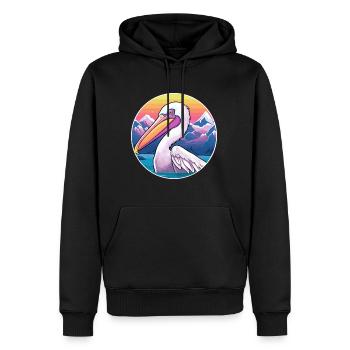 Pélican Aquarelle Dessin Animé Kawaii Animal De Compagnie Animal Couleur - Sweat à capuche Premium bio Homme - noir - Devant - Nico (187cm)