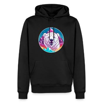 Ours polaire aquarelle dessin animé Kawaii animal de compagnie Co - Sweat à capuche Premium bio Homme - noir - Devant - Nico (187cm)