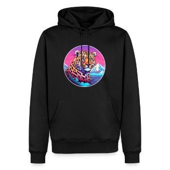 Léopard Aquarelle Dessin Animé Kawaii Animal De Compagnie Animal Couleur - Sweat à capuche Premium bio Homme - noir - Devant - Nico (187cm)