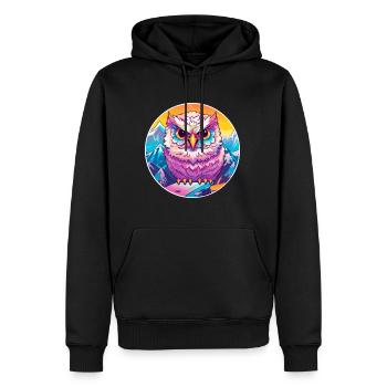 Eule Aquarell Karikatur Kawaii Haustier Tier Bunt - Männer Premium Bio Hoodie - Schwarz - Vorne - Nico (187cm)