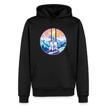 Poney Aquarelle Dessin Animé Kawaii Animal De Compagnie Coloré - Sweat à capuche Premium bio Homme - noir - Devant - Nico (187cm)