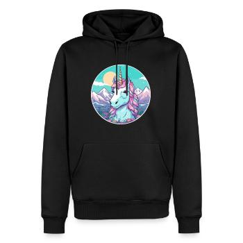 Licorne Aquarelle Dessin Animé Kawaii Animal De Compagnie Animal Couleur - Sweat à capuche Premium bio Homme - noir - Devant - Nico (187cm)