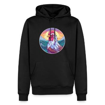 Hahn Aquarell Karikatur Kawaii Haustier Tier Farbe - Männer Premium Bio Hoodie - Schwarz - Vorne - Nico (187cm)