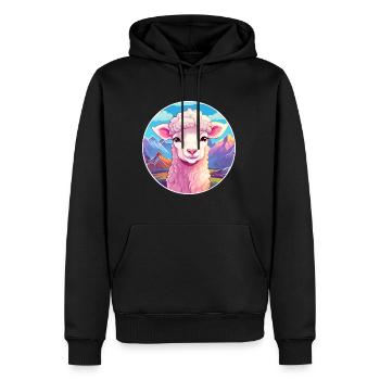 Mouton Aquarelle Dessin Animé Kawaii Animal Animal Colorfu - Sweat à capuche Premium bio Homme - noir - Devant - Nico (187cm)