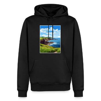 Prussia Cove Cornwall Vintage Travel Poster WPA - Men’s Premium Organic Hoodie - black - Front - Nico (187cm)