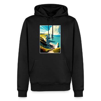 Eastbourne décoration Vintage voyage affiche WPA - Sweat à capuche Premium bio Homme - noir - Devant - Nico (187cm)