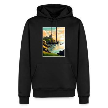 Dunluce Castle Irlande Vintage Travel Poster WPA - Sweat à capuche Premium bio Homme - noir - Devant - Nico (187cm)