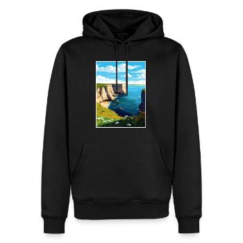 Bempton Cliffs England Vintage Reiseposter WPA - Männer Premium Bio Hoodie - Schwarz - Vorne - Nico (187cm)