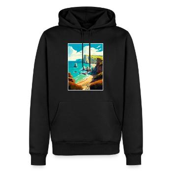 Côte jurassique Angleterre Affiche de voyage vintage WPA - Sweat à capuche Premium bio Homme - noir - Devant - Nico (187cm)