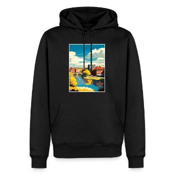 Newark On Trent England Vintage Reiseposter WPA - Männer Premium Bio Hoodie - Schwarz - Vorne - Nico (187cm)