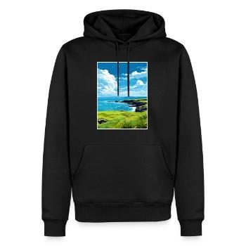 Rame Halbinsel Cornwall Vintage Reiseposter WPA - Männer Premium Bio Hoodie - Schwarz - Vorne - Nico (187cm)