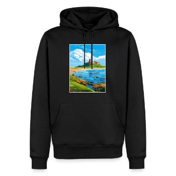 Bamburgh Castle Angleterre Vintage voyage affiche WPA - Sweat à capuche Premium bio Homme - noir - Devant - Nico (187cm)