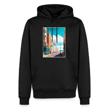 Brighton décoration Vintage voyage affiche Souvenir - Sweat à capuche Premium bio Homme - noir - Devant - Nico (187cm)