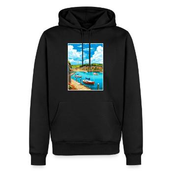 St Austell Cornwall Vintage voyage affiche Souvenir - Sweat à capuche Premium bio Homme - noir - Devant - Nico (187cm)