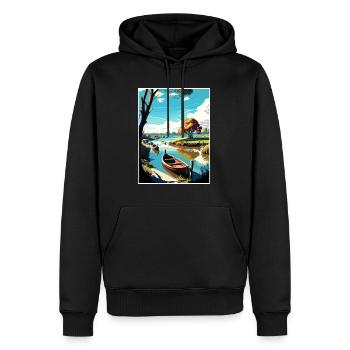 Dedham Vale Angleterre Vintage voyage affiche Souvenir - Sweat à capuche Premium bio Homme - noir - Devant - Nico (187cm)