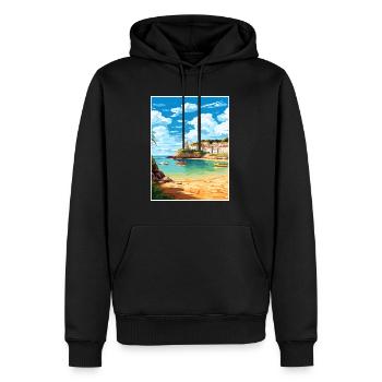 Portscatho Cornwall Vintage voyage affiche Souvenir - Sweat à capuche Premium bio Homme - noir - Devant - Nico (187cm)