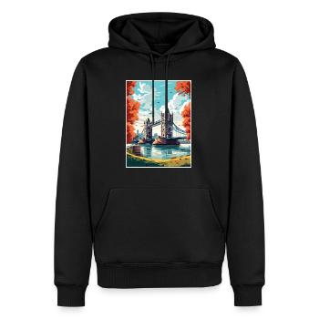 Tower Bridge Angleterre Vintage voyage affiche WPA Art - Sweat à capuche Premium bio Homme - noir - Devant - Nico (187cm)