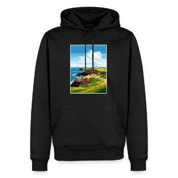 Lizard Point England Vintage Reiseposter WPA Kunst - Männer Premium Bio Hoodie - Schwarz - Vorne - Nico (187cm)