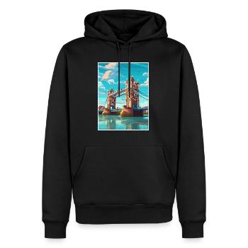 Tower Bridge Angleterre Vintage voyage affiche WPA Art - Sweat à capuche Premium bio Homme - noir - Devant - Nico (187cm)