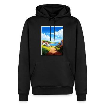 Portholland Cornwall Vintage voyage affiche WPA Art - Sweat à capuche Premium bio Homme - noir - Devant - Nico (187cm)