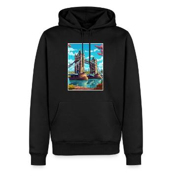 Tower Bridge Angleterre Vintage voyage affiche WPA Art - Sweat à capuche Premium bio Homme - noir - Devant - Nico (187cm)