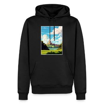Cardiff Castle Wales Vintage Reiseposter WPA Kunst - Männer Premium Bio Hoodie - Schwarz - Vorne - Nico (187cm)