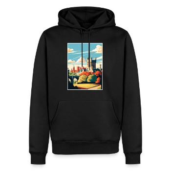 Cardiff Castle Wales Vintage Reiseposter WPA Kunst - Männer Premium Bio Hoodie - Schwarz - Vorne - Nico (187cm)
