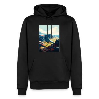 Helvellyn England Vintage Reiseposter Souvenir - Männer Premium Bio Hoodie - Schwarz - Vorne - Nico (187cm)