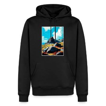 Glyder Fach gallois Vintage voyage affiche Souvenir - Sweat à capuche Premium bio Homme - noir - Devant - Nico (187cm)