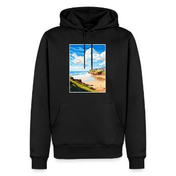 Polzeath Cornwall Vintage voyage affiche Souvenir - Sweat à capuche Premium bio Homme - noir - Devant - Nico (187cm)