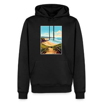 Perranporth Beach Vintage voyage affiche Souvenir - Sweat à capuche Premium bio Homme - noir - Devant - Nico (187cm)