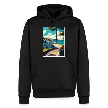 Lyme Regis Angleterre Vintage voyage affiche Souvenir - Sweat à capuche Premium bio Homme - noir - Devant - Nico (187cm)