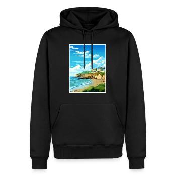 Portreath Cornwall Vintage voyage affiche Souvenir - Sweat à capuche Premium bio Homme - noir - Devant - Nico (187cm)