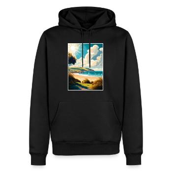 Woolacombe Angleterre Affiche de voyage vintage souvenir - Sweat à capuche Premium bio Homme - noir - Devant - Nico (187cm)