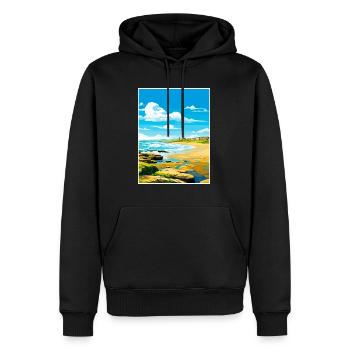 Porthcawl Cornouailles Vintage voyage affiche Souvenir - Sweat à capuche Premium bio Homme - noir - Devant - Nico (187cm)