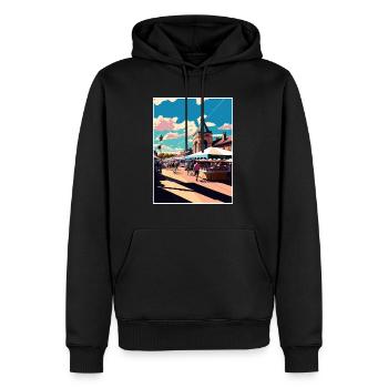 Pontefract Angleterre Vintage voyage affiche Souvenir - Sweat à capuche Premium bio Homme - noir - Devant - Nico (187cm)