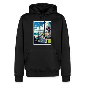Lyme Regis Angleterre Vintage voyage affiche Souvenir - Sweat à capuche Premium bio Homme - noir - Devant - Nico (187cm)
